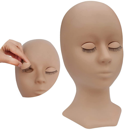Silicone Training Lash Mannequin Head W/ Replaced Eyelids